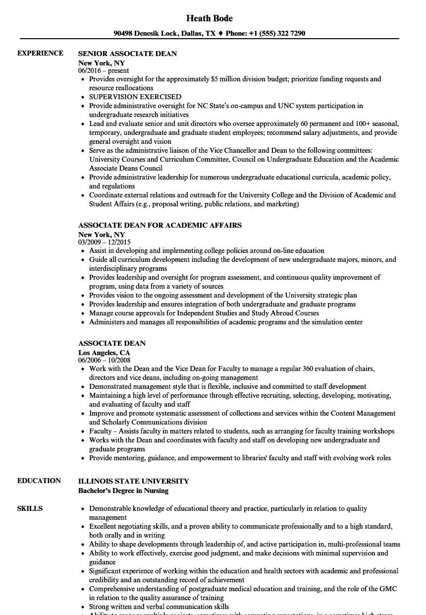 Associate Dean Resume Samples Velvet Jobs pertaining to measurements 860 X 1240