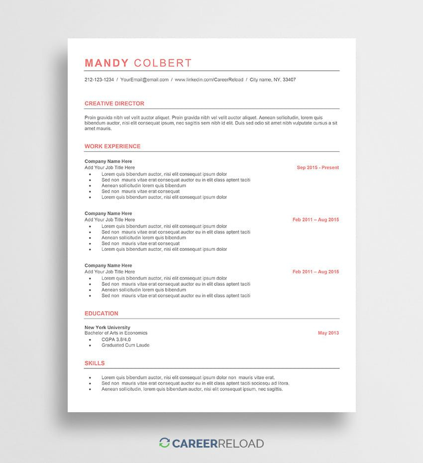 Ats Friendly Resume Template Debandje throughout proportions 850 X 930