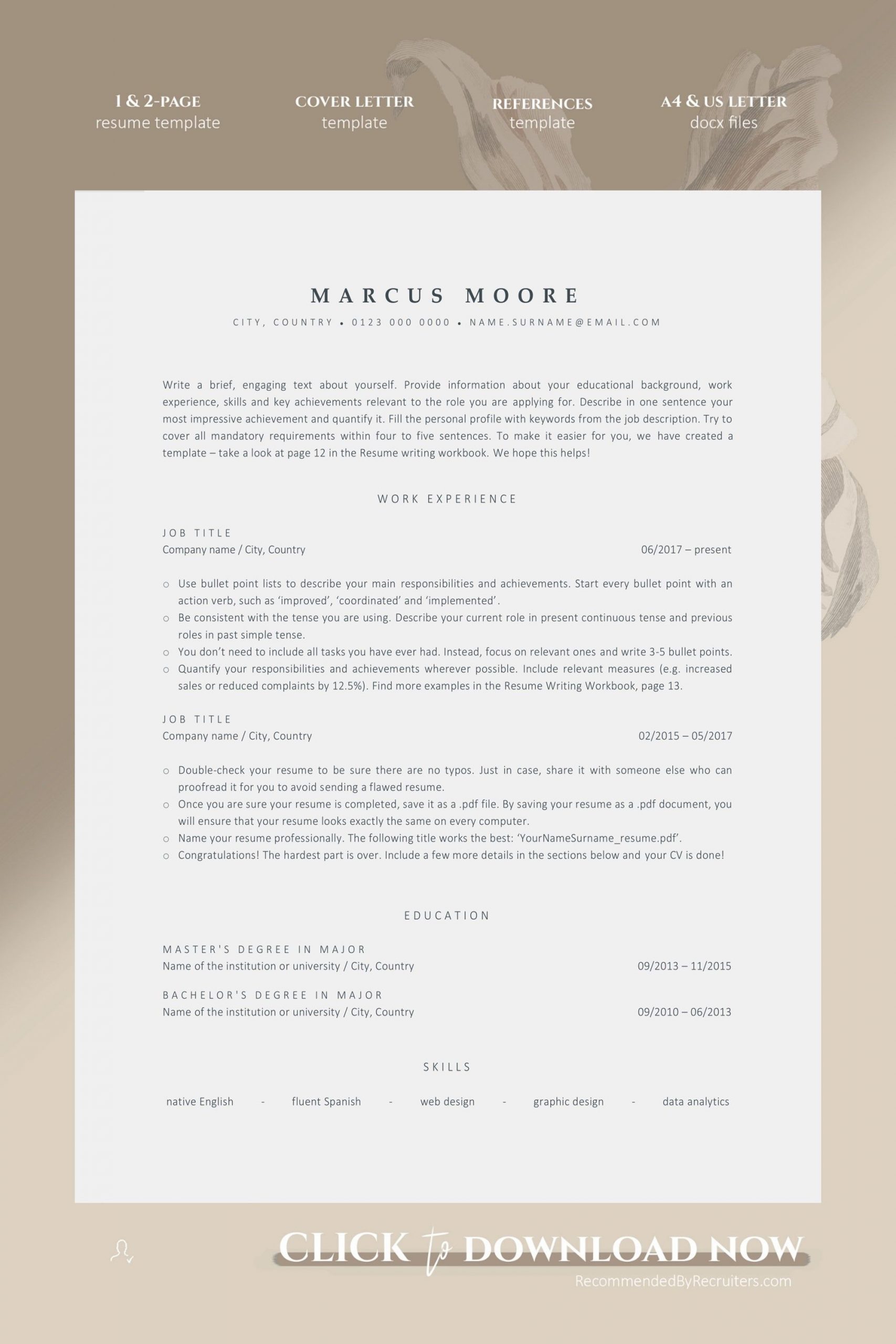 Ats Resume Template For Word Instant Download Ats Friendly in size 2000 X 3000