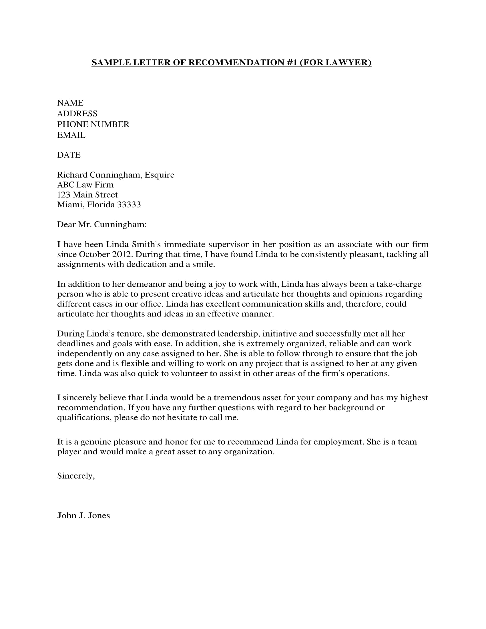 Attorney Letter Of Recommendation Examples Enom pertaining to dimensions 1700 X 2200