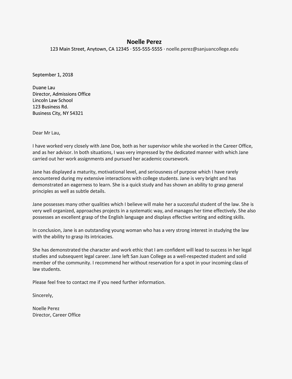 Attorney Letter Of Recommendation Examples Enom throughout sizing 1000 X 1294