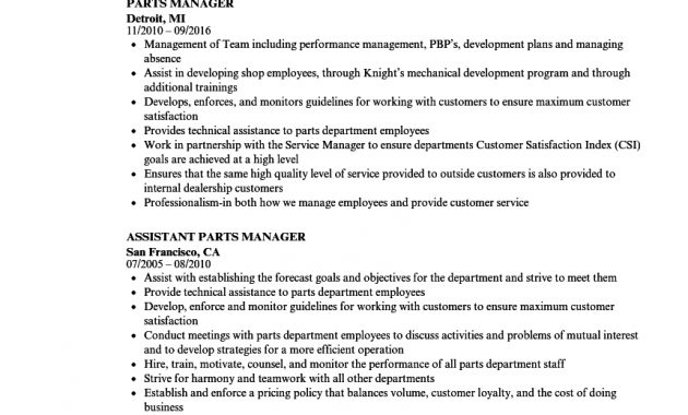 Auto Parts Manager Resume Akali pertaining to measurements 860 X 1240