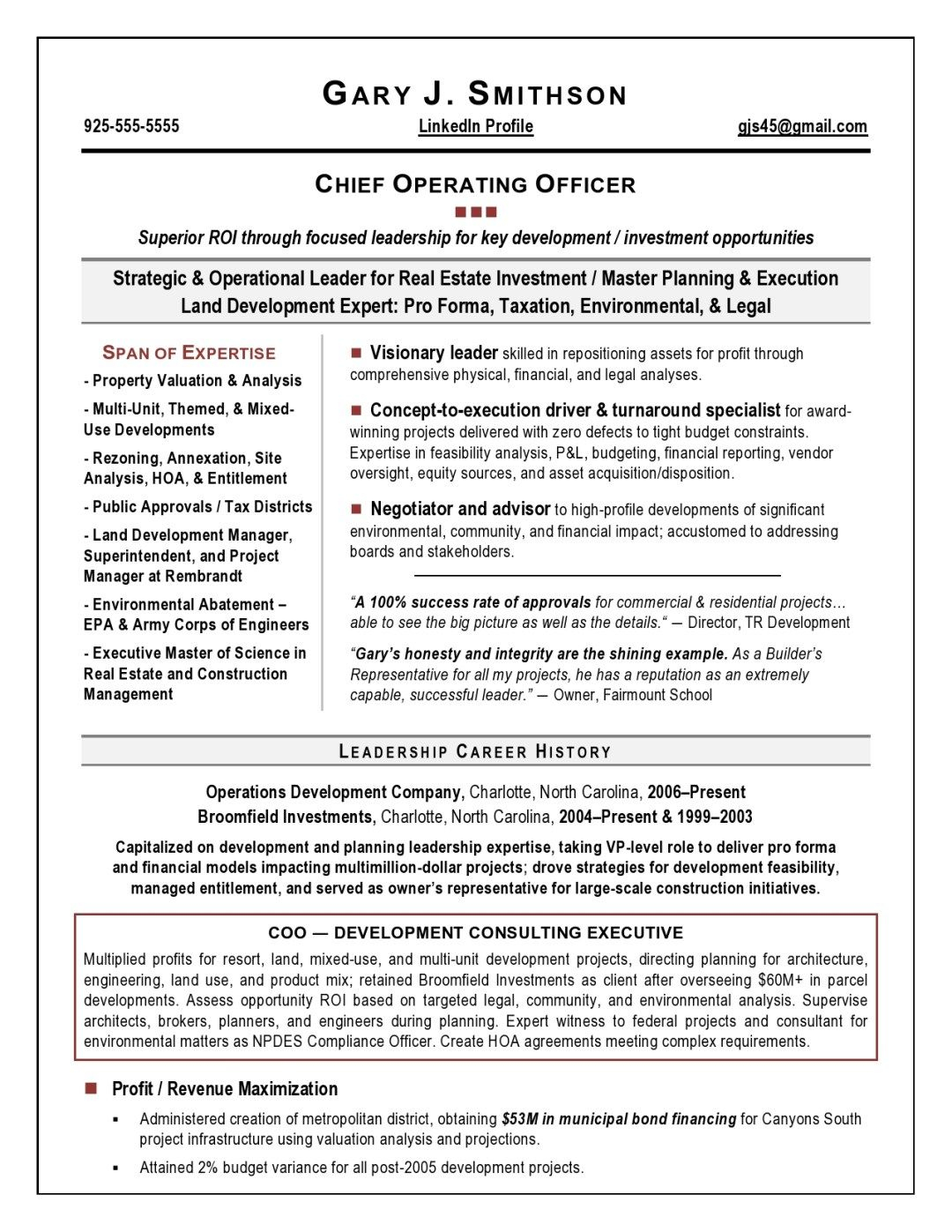 Award Winning Coo Resume Executive Resume Writer Coo for size 1080 X 1397