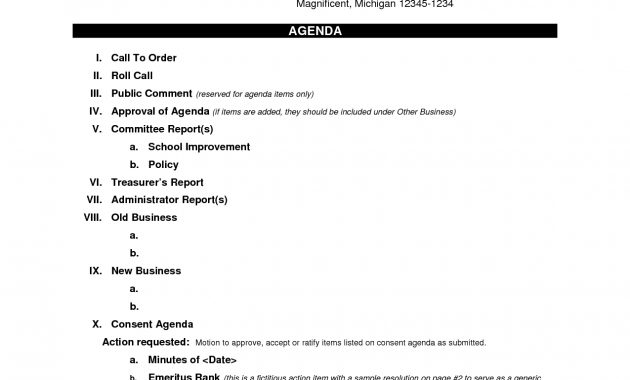 Awesome Business Regular Meeting Agenda Sample V M D throughout size 1275 X 1650