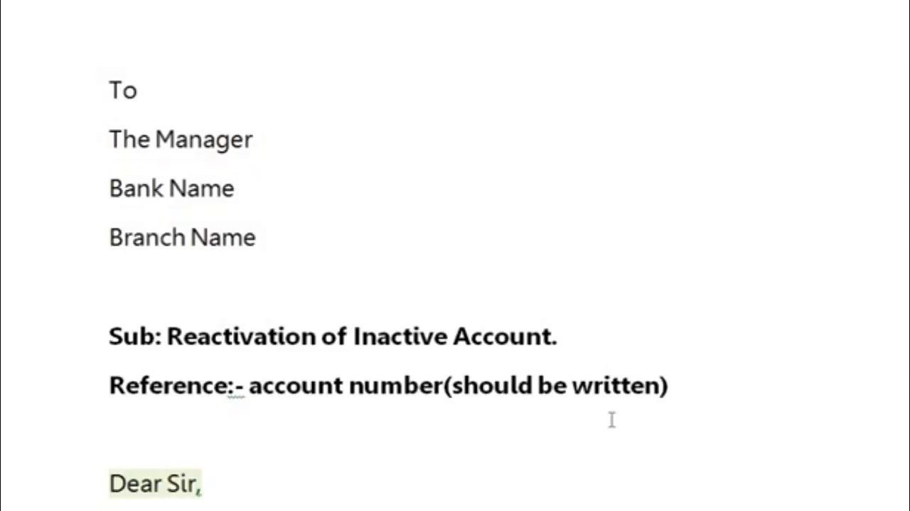 Bank Account Opening Form Format In 2020 A Formal Letter throughout proportions 1280 X 720