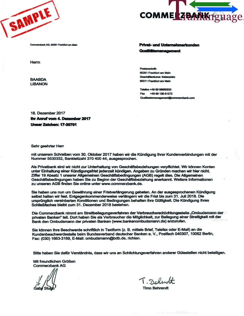 Bank Reference Letter Germany for size 1000 X 1295