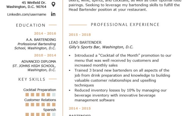 Bartender Resume Example Writing Guide Resume Template inside proportions 800 X 1132