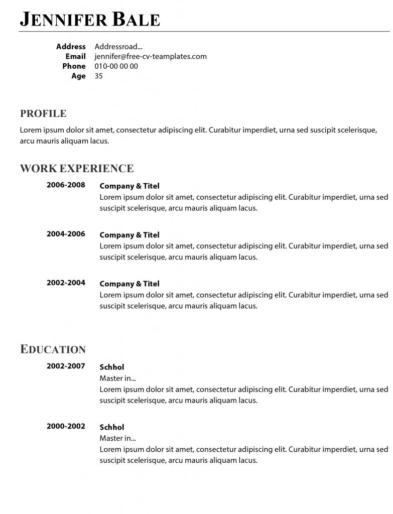 Basic Cv Templates For Word Land The Job With Our Free for size 783 X 1024