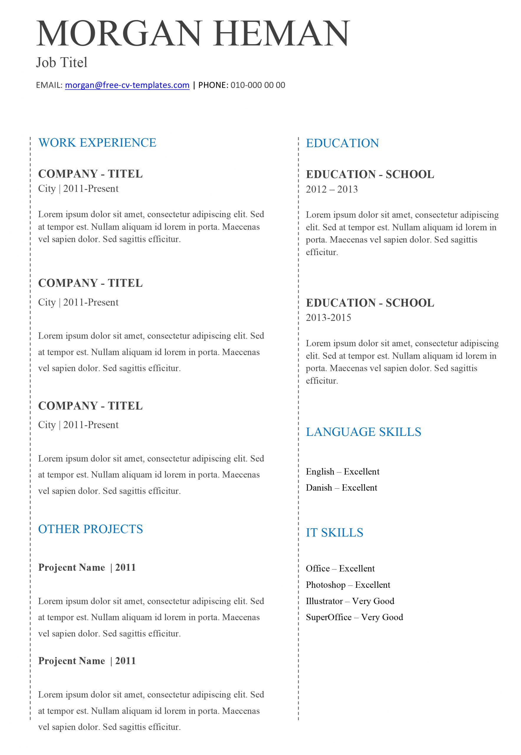 Basic Cv Templates For Word Land The Job With Our Free regarding size 2076 X 3007