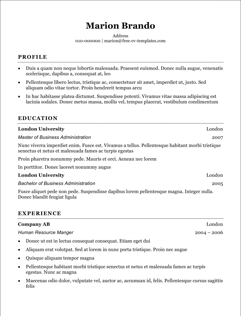 Basic Cv Templates For Word Land The Job With Our Free with regard to dimensions 772 X 1024