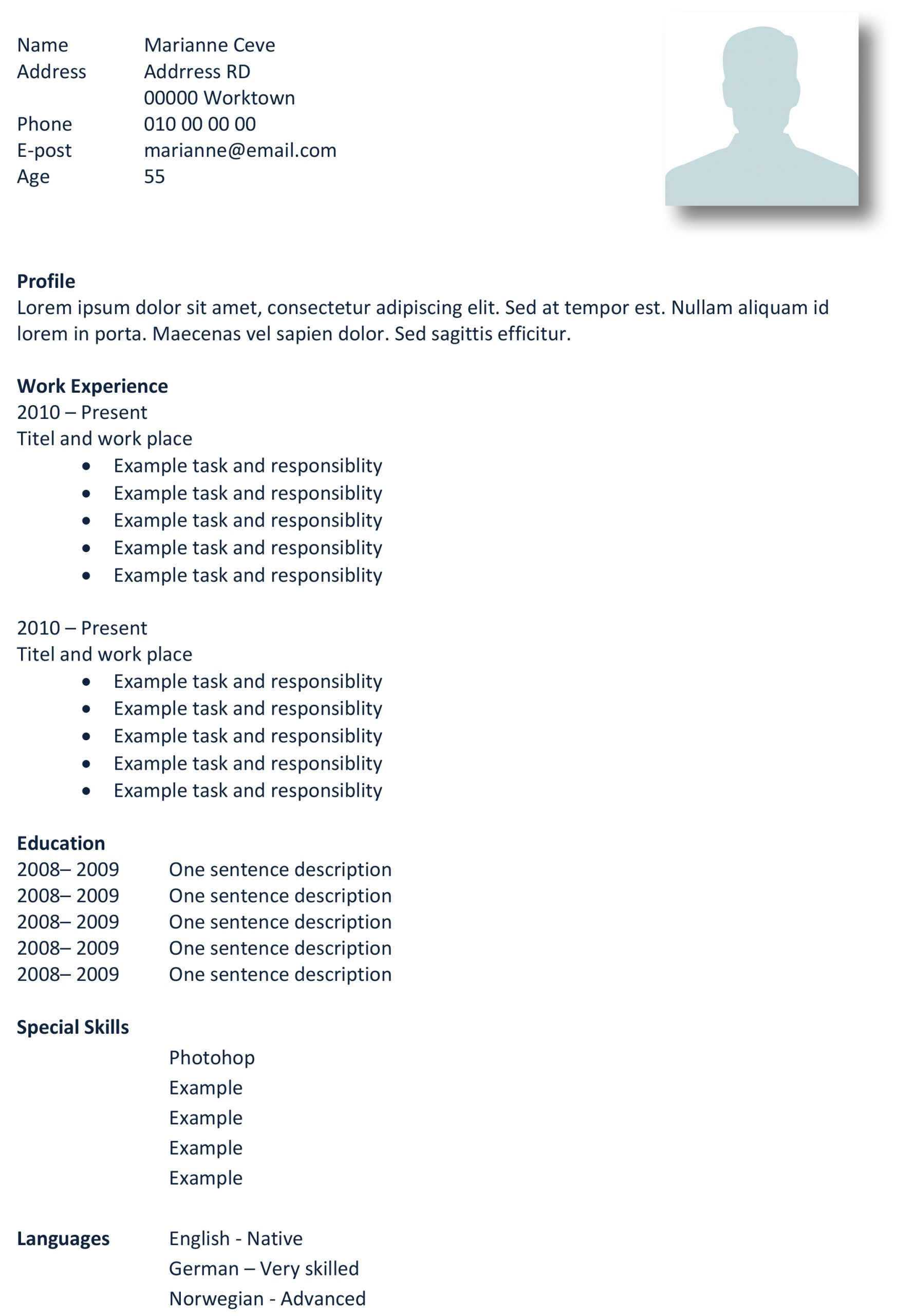Basic Template From Free Cv Templates pertaining to sizing 2128 X 3063