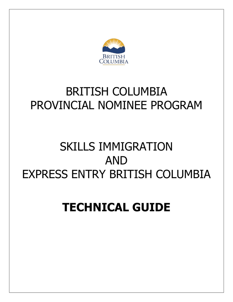 Bc Pnp Skills Immigration And Express Entry Bc Technical Guide in dimensions 791 X 1024