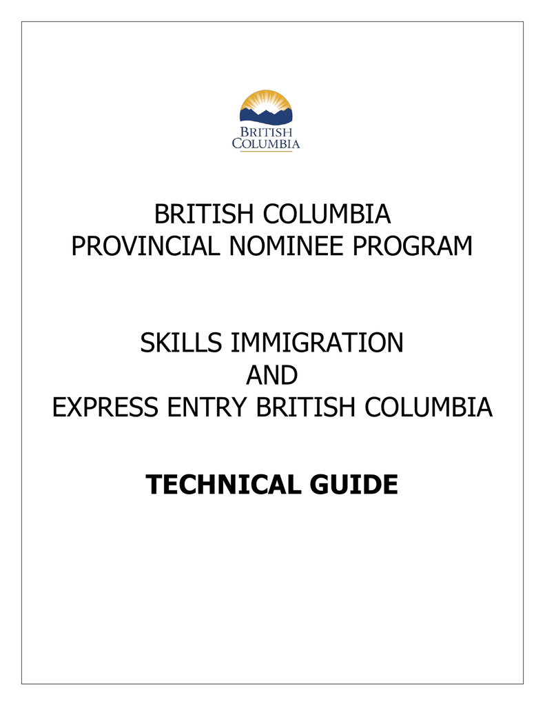 Bc Pnp Skills Immigration And Express Entry Bc Technical Guide pertaining to proportions 791 X 1024