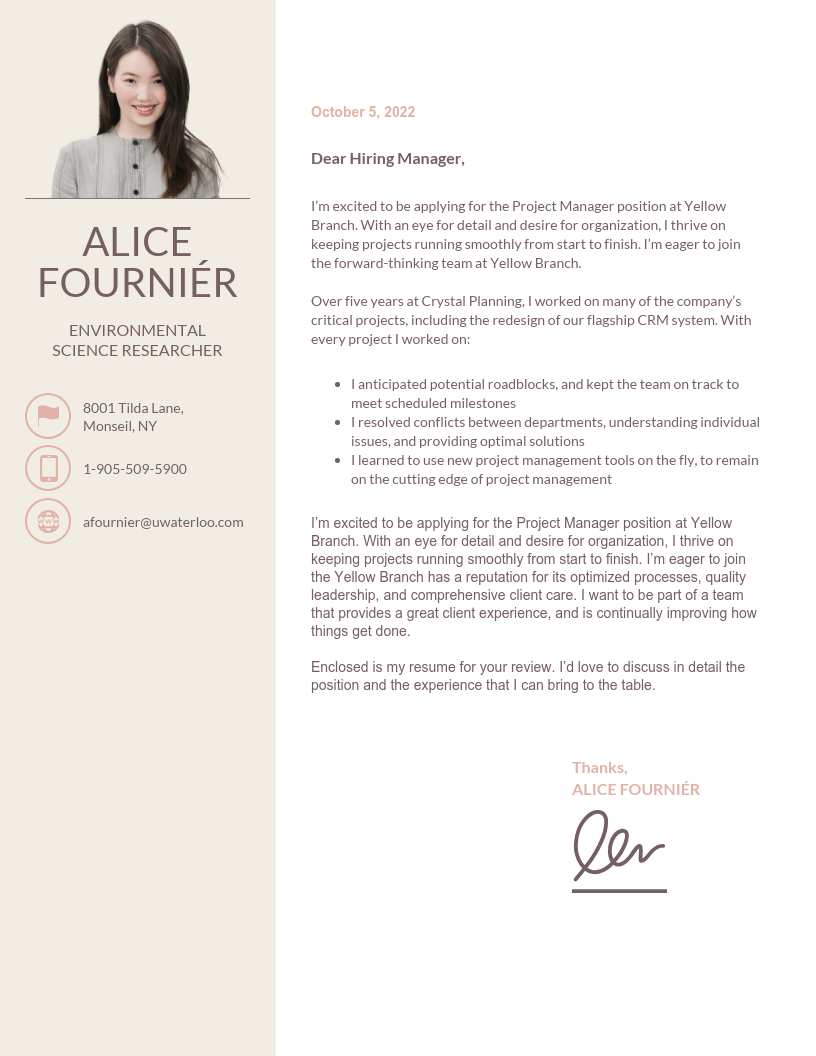 Beige College Student Cover Letter Template within size 816 X 1056