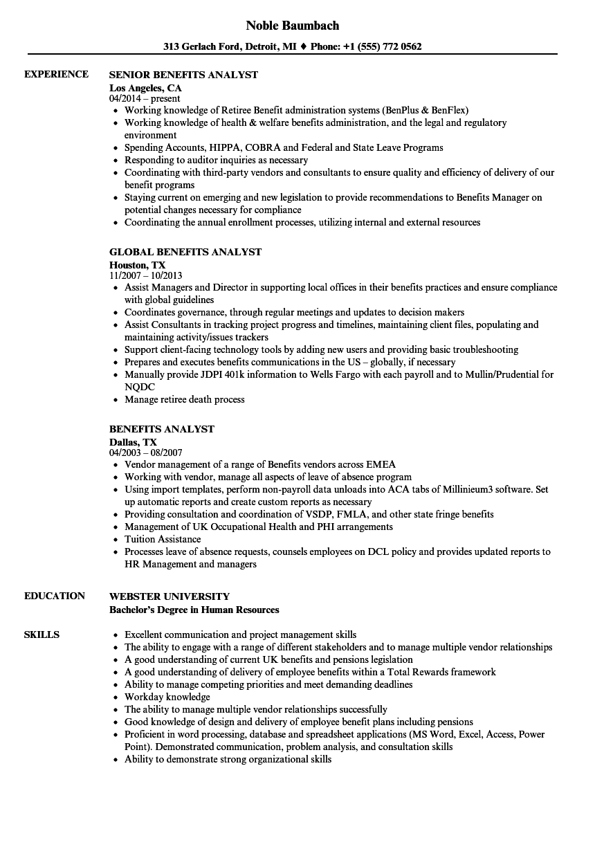 Benefits Analyst Resume Samples Velvet Jobs regarding measurements 860 X 1240