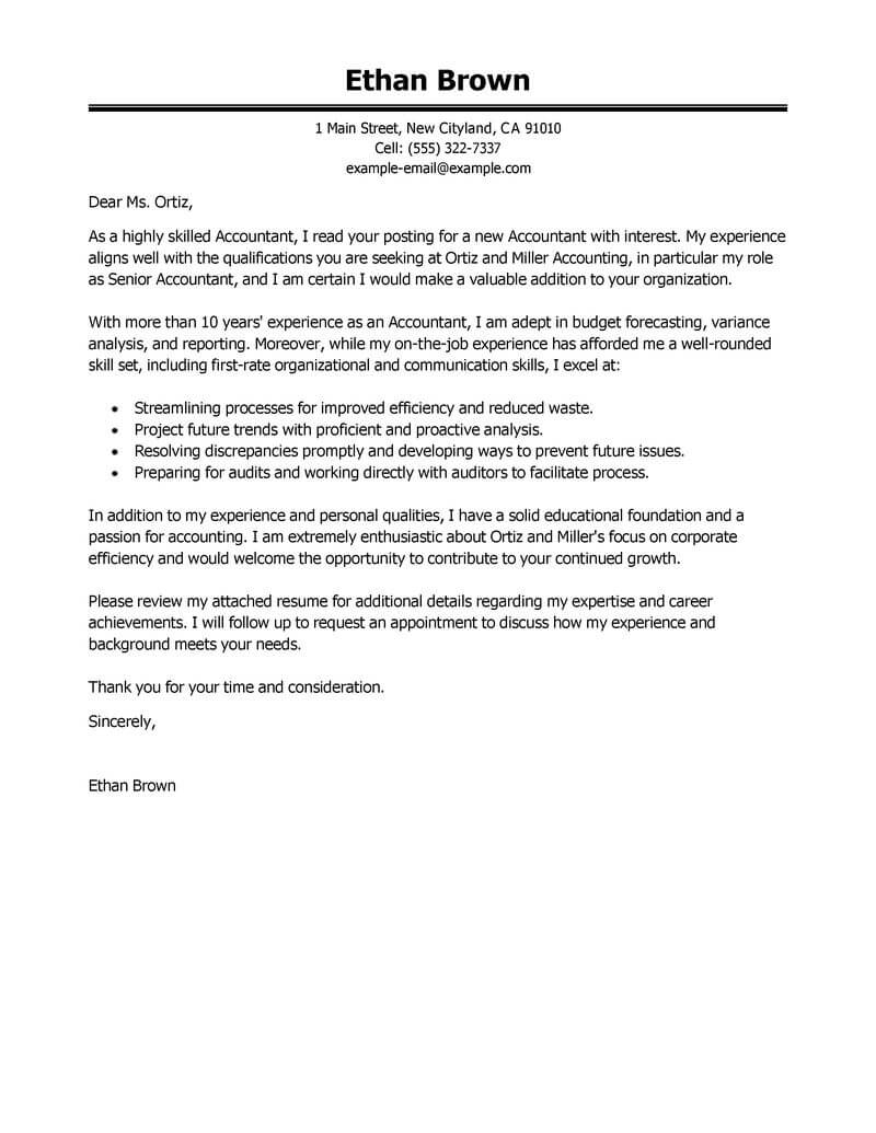 Best Accountant Cover Letter Examples Livecareer for size 800 X 1035