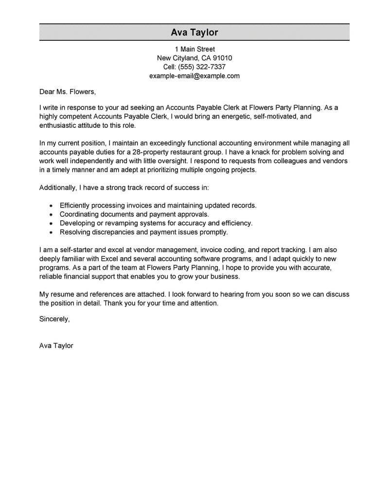 Best Accounts Payable Specialist Cover Letter Examples intended for dimensions 800 X 1035