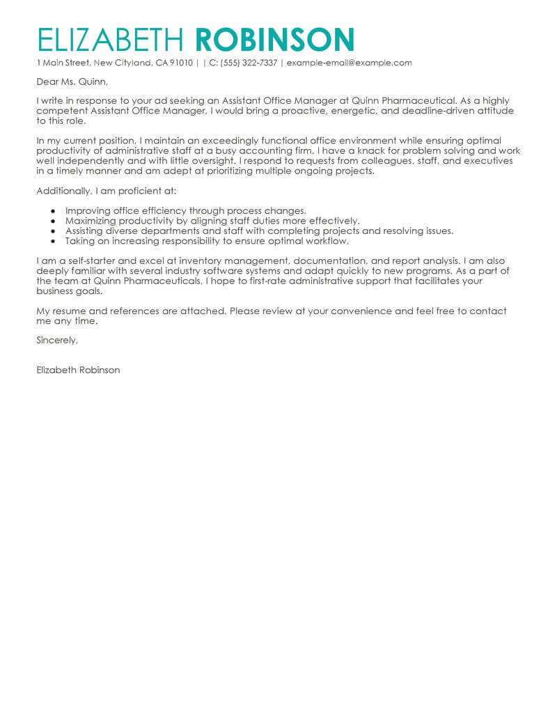 Best Administrative Cover Letter Examples Livecareer intended for sizing 800 X 1035