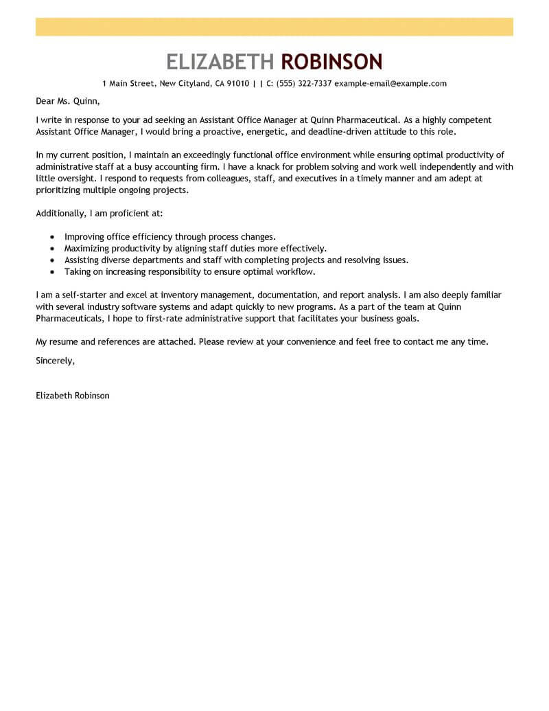 Best Administrative Cover Letter Examples Livecareer regarding size 800 X 1035