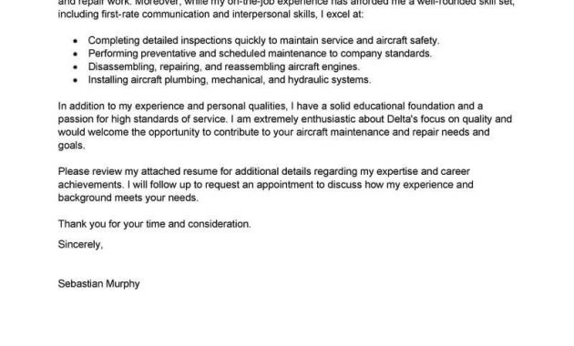 Best Aircraft Mechanic Cover Letter Examples Livecareer throughout proportions 800 X 1035