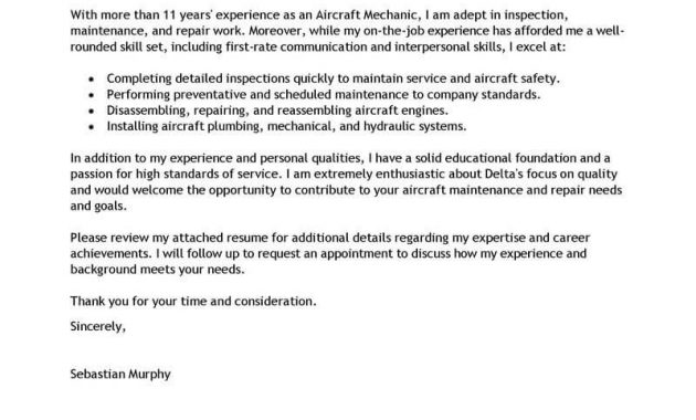 Best Aircraft Mechanic Cover Letter Examples Livecareer with proportions 800 X 1035