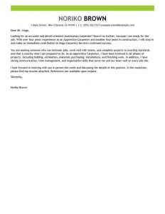 Best Apprentice Carpenter Cover Letter Examples Livecareer throughout measurements 800 X 1035