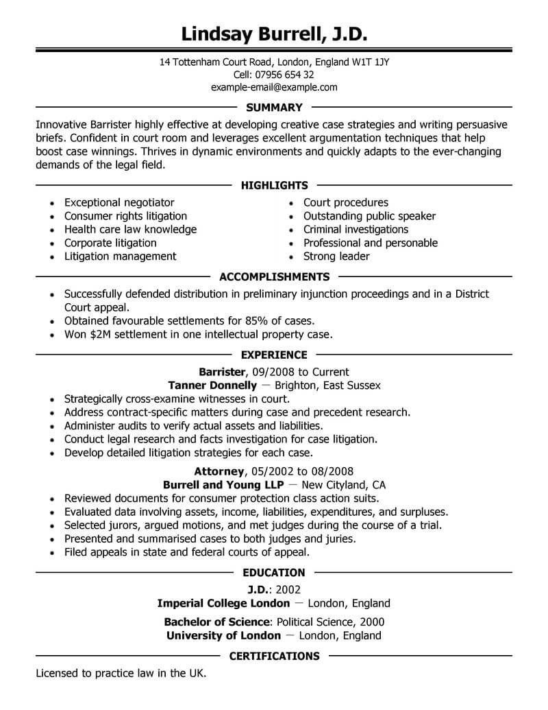 Best Attorney Resume Example Livecareer intended for measurements 800 X 1035