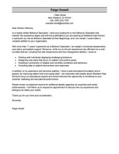 Best Behavior Specialist Cover Letter Examples Livecareer with dimensions 800 X 1035