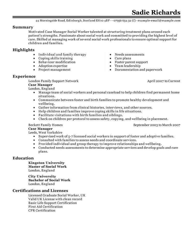 Best Case Manager Resume Example Livecareer intended for size 800 X 1035