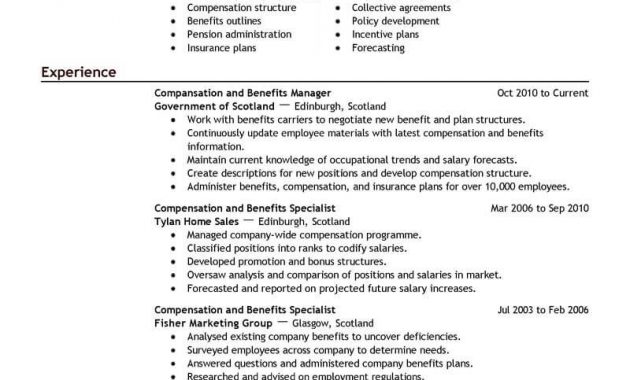 Best Compensation And Benefits Resume Example Livecareer with measurements 800 X 1035