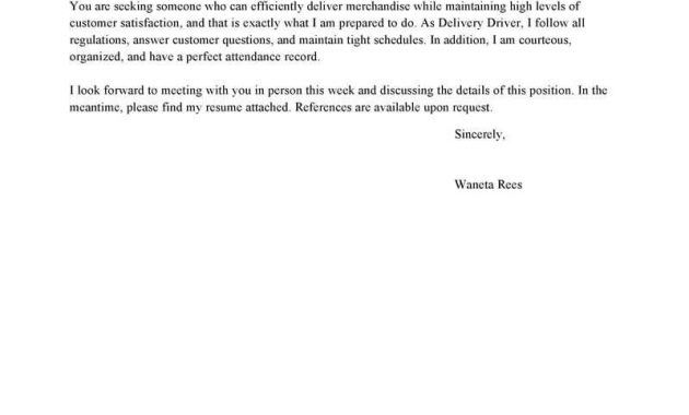 Best Delivery Driver Cover Letter Examples Livecareer inside size 800 X 1035