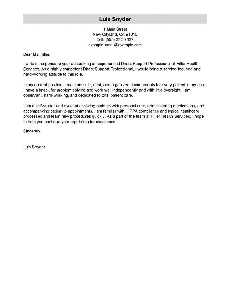 Best Direct Support Professional Cover Letter Examples pertaining to proportions 800 X 1035