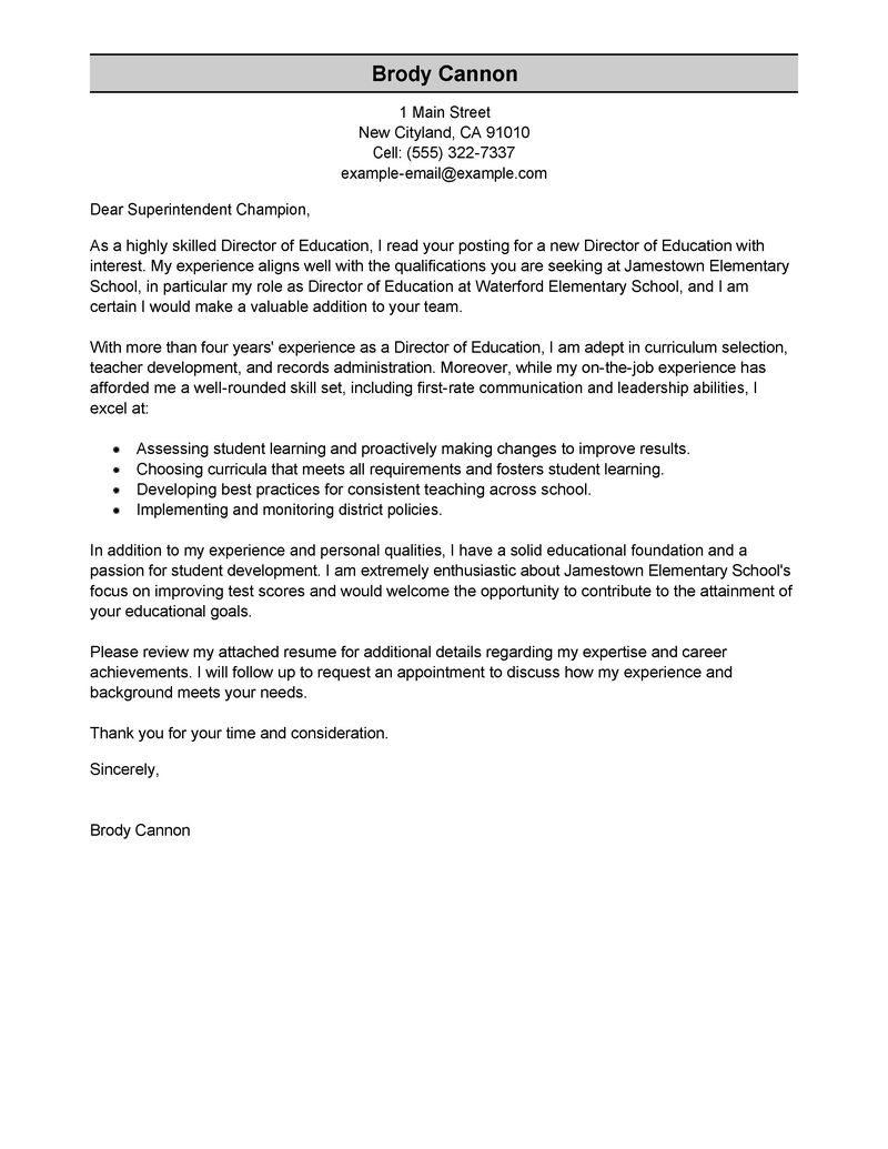 Best Director Cover Letter Examples Livecareer throughout dimensions 800 X 1035