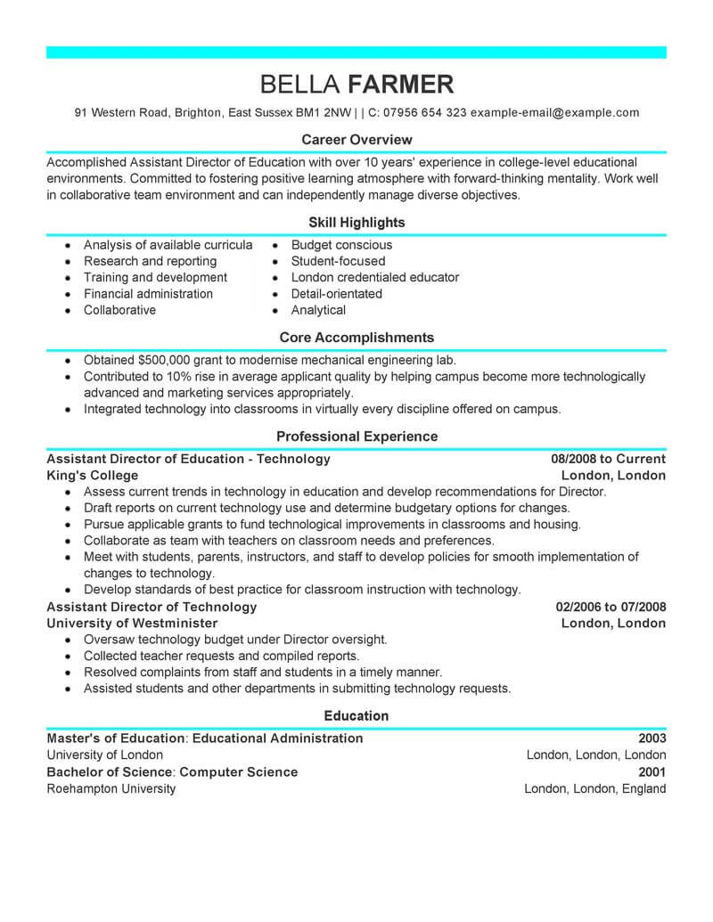 Best Education Assistant Director Resume Example Livecareer within sizing 800 X 1035