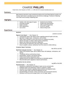 Best Entry Level Mechanic Resume Example Livecareer with regard to measurements 800 X 1035