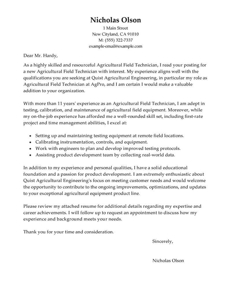 Best Field Technician Cover Letter Examples Livecareer in measurements 800 X 1035