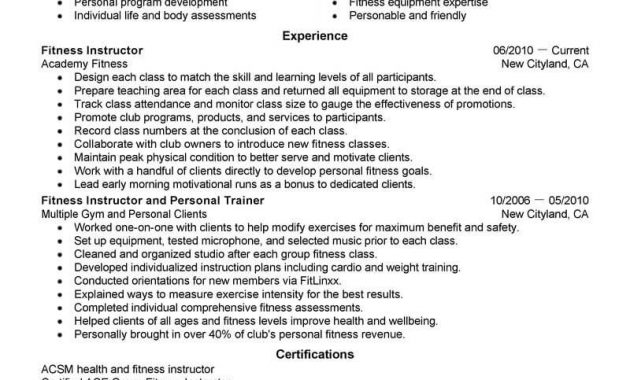 Best Fitness And Personal Trainer Resume Example Livecareer throughout proportions 800 X 1035