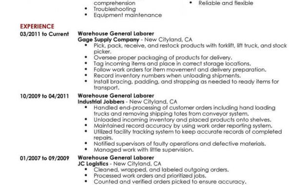 Best General Labor Resume Example Livecareer inside dimensions 800 X 1035