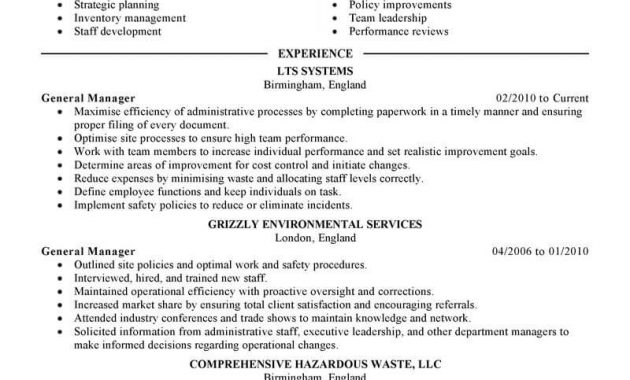 Best General Manager Resume Example Livecareer pertaining to size 800 X 1035