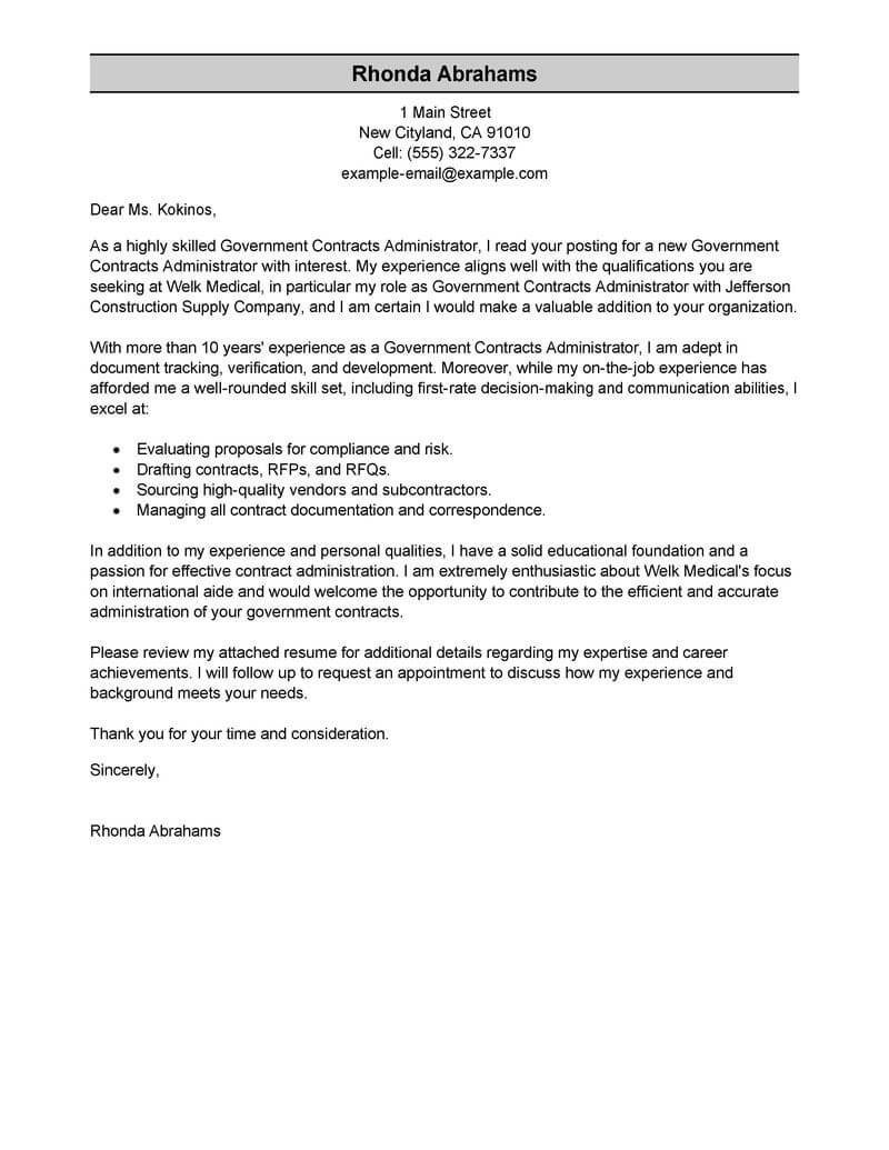 Best Government Military Cover Letter Examples Livecareer in size 800 X 1035