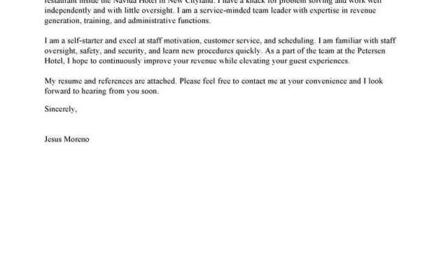 Best Hotel Hospitality Cover Letter Examples Livecareer throughout size 800 X 1035