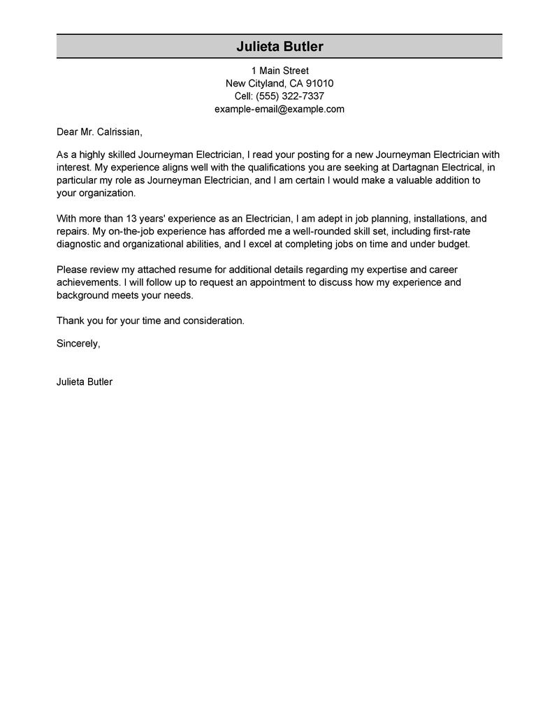 Sample Letter Of Recommendation For Electrical Apprentice ...