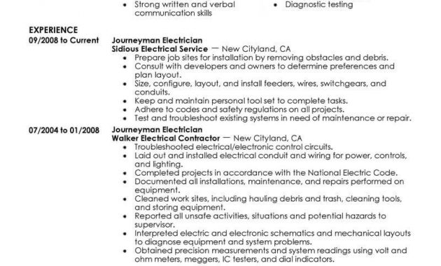 Best Journeymen Electricians Resume Example Livecareer inside sizing 800 X 1035