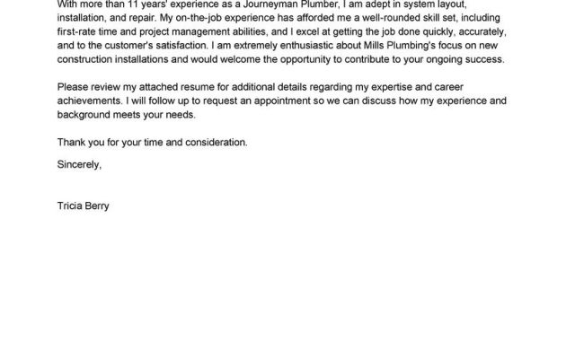 Best Journeymen Plumbers Cover Letter Examples Livecareer within proportions 800 X 1035