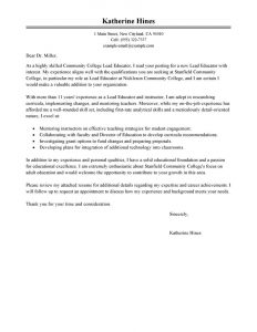 Best Lead Educator Cover Letter Examples Livecareer for proportions 800 X 1035