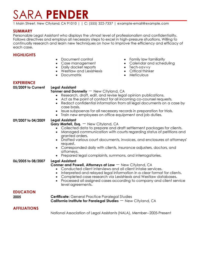 Best Legal Assistant Resume Example Livecareer inside dimensions 800 X 1035