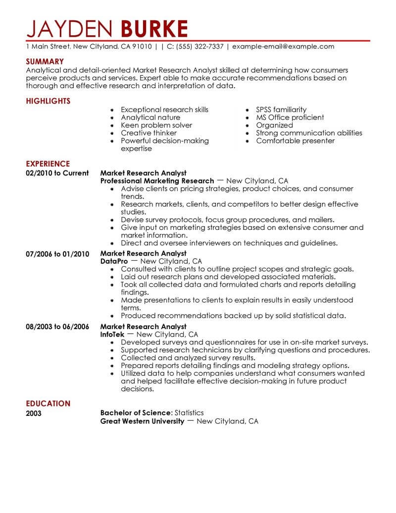 Best Market Researcher Resume Example Livecareer throughout sizing 800 X 1035