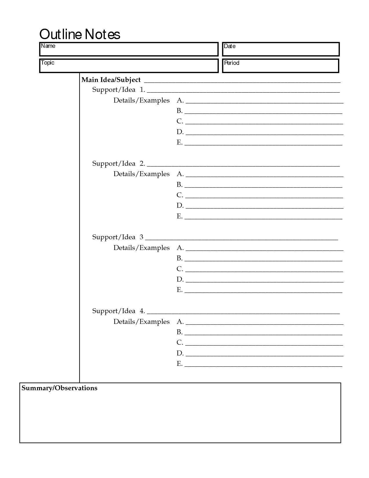 Best Note Taking Template Enom pertaining to size 1275 X 1650