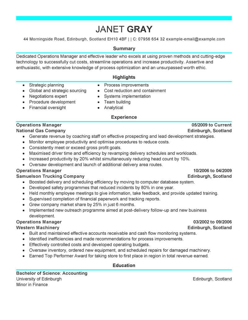 Best Operations Manager Resume Example Livecareer in proportions 800 X 1035