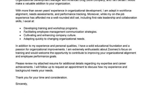 Best Organizational Development Cover Letter Examples inside size 800 X 1035